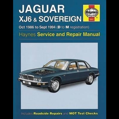 Capa do manual Haynes para Jaguar XJ6 & Sovereign com imagem de carro azul clássico