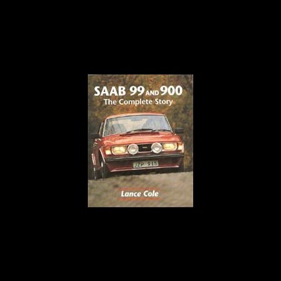 Livro sobre Saab 99 e 900 com imagem de carro clássico vermelho na capa