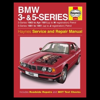Capa de manual Haynes para BMW 3- & 5-Series com carro vermelho e texto