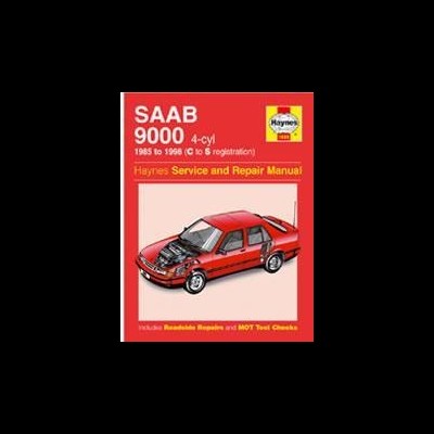 Capa do manual Haynes para SAAB 9000 com carro vermelho