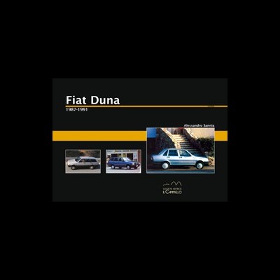 Montagem de fotos do carro Fiat Duna de cores branco e azul claro com texto explicativo