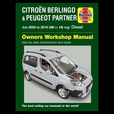 Capa de manual workshop para Citroën Berlingo e Peugeot Partner com imagem de carrinha branca