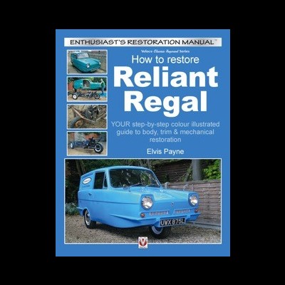 Capa de livro sobre restauração de carro Reliant Regal azul