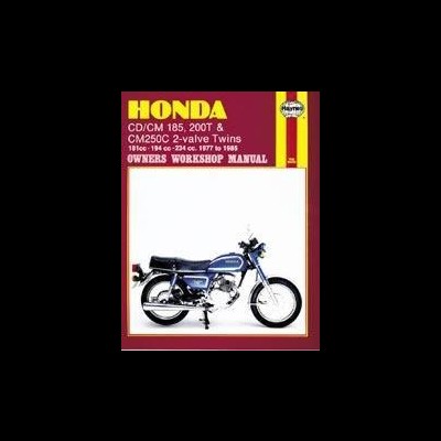 Capa de manual Honda para motos CD/CM 185, 200T e CM250C com imagem de motocicleta azul.