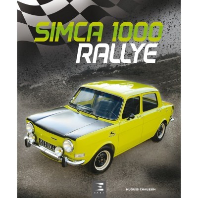 Capa do livro SIMCA 1000 RALLYE com um carro amarelo clássico na frente.