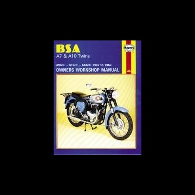 Capa de manual Haynes para motos BSA A7 & A10 Twins com fundo amarelo e borda vermelha