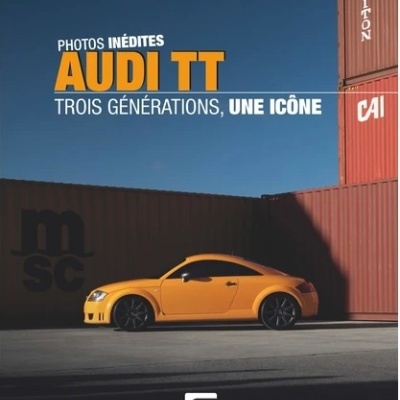 Capa de livro com Audi TT amarelo e texto em francês