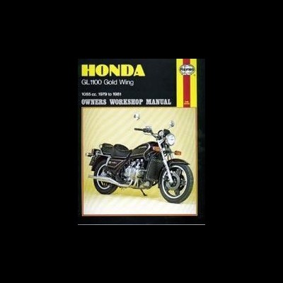 Capa de manual workshop Honda GL 1100 Gold Wing com imagem de mota preta e texto amarelo e branco