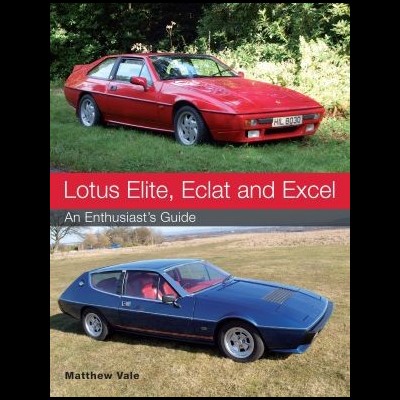 Capa de livro com fotos de carros Lotus vermelho e azul