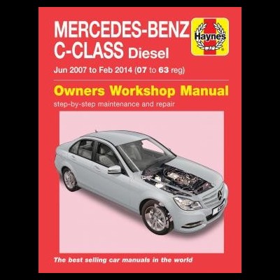 Capa do manual Haynes para Mercedes-Benz C-Class Diesel com imagem do carro e fundo vermelho