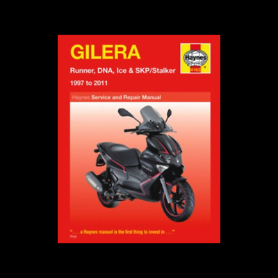 Capa de manual de serviço Haynes para motocicletas Gilera com fundo vermelho
