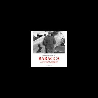 Capa do livro Baracca L'eroe del Cavallino com fotografia de piloto militar e avião
