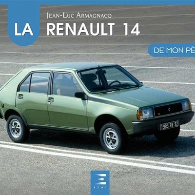 Livro com imagem de carro Renault 14 verde estacionado em alcatrão.