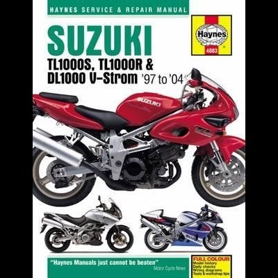 Capa de manual Haynes para motos Suzuki com imagem de motocicleta vermelha e texto
