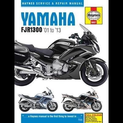 Capa de manual de serviço Haynes para Yamaha FJR1300 com imagens de motocicletas e texto