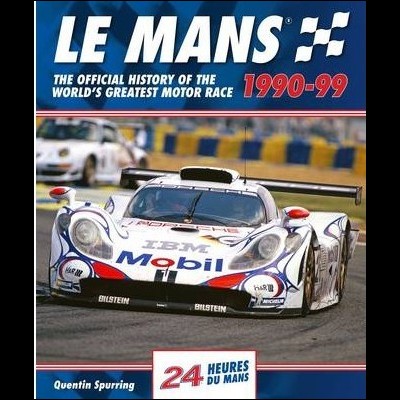 Capa de livro com carro de corrida branco e texto LE MANS 1990-99
