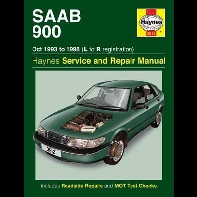Capa de manual Haynes para SAAB 900 de 1993 a 1998 com imagem de carro verde