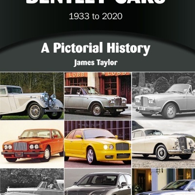 Capa de livro com título sobre carros Bentley e imagens de vários modelos.