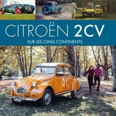 Capa de livro com carros clássicos Citroën e título em azul
