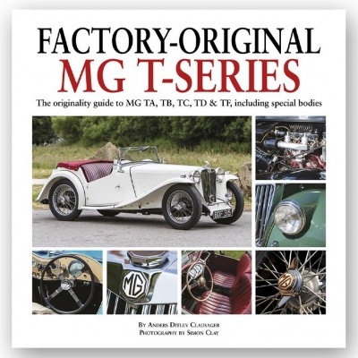 Capa de livro com imagens de carros clássicos MG T-Series e texto editorial