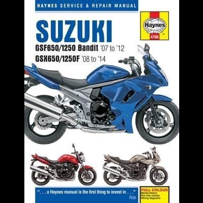 Capa de manual Haynes Suzuki com imagens de motocicletas e texto