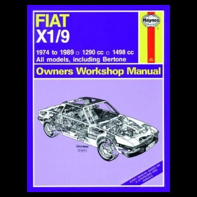 Manual de oficina FIAT X1/9 com ilustração técnica do carro