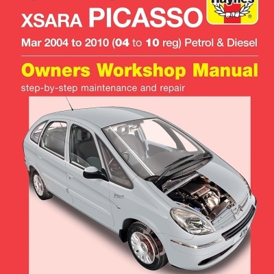 Manual de oficina Citroën XSARA PICASSO 2004-2010 com capa vermelha e imagem de carro cinzento