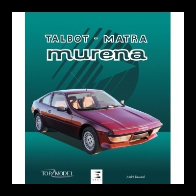 Livro com carro desportivo vermelho e texto Talbot-Matra Murena