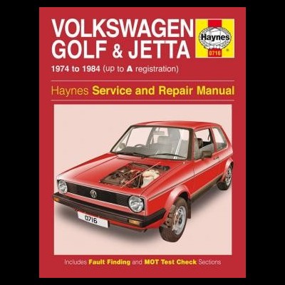 Capa de manual de serviço Haynes para Volkswagen Golf & Jetta com carro vermelho