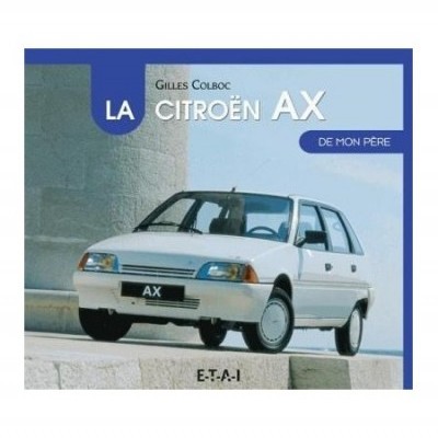 Livro com carro Citroën AX branco e texto azul e branco