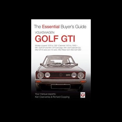 Capa de livro The Essential Buyer's Guide Volkswagen Golf GTI com carro VW Golf GTI cinzento à frente