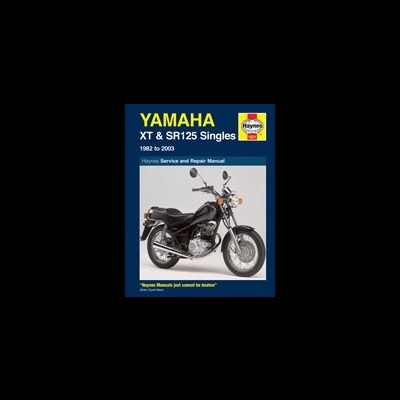 Manual Haynes para Yamaha XT & SR125 Singles com imagem de mota preta