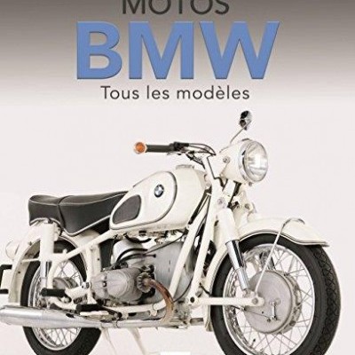 Livro com uma mota BMW vintage creme e texto Motos BMW Tous les modèles