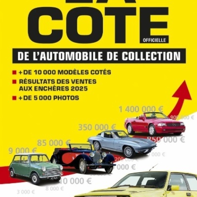 Capa amarela de livro sobre automóveis de coleção com imagens de carros clássicos