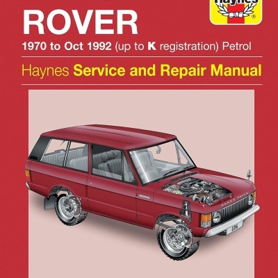 Manual Haynes Range Rover 1970-1992 com ilustração de carro vermelho