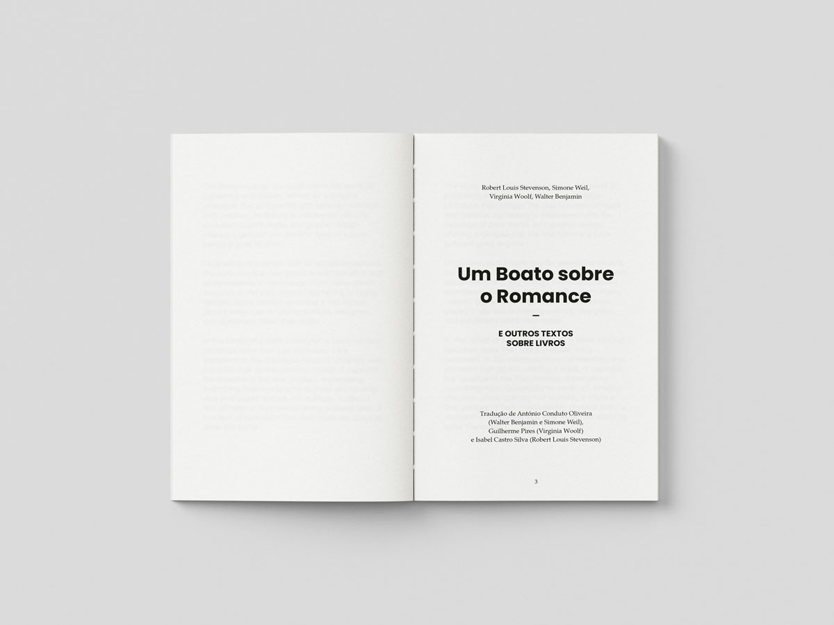 Um Boato sobre o Romance - e outros textos sobre livros Livro aberto com título e texto em português em fundo branco