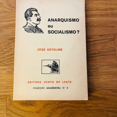 Capa de livro branco com texto preto e vermelho sobre anarquismo e socialismo
