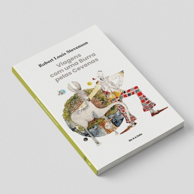 Livro Viagens com uma Burra pelas Cevenas com ilustração de homem e burra