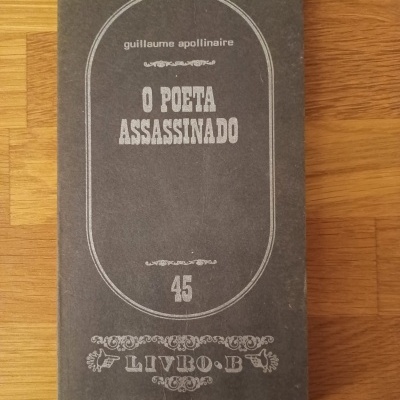 Livro 'O POETA ASSASSINADO' com capa cinzenta escura e texto branco