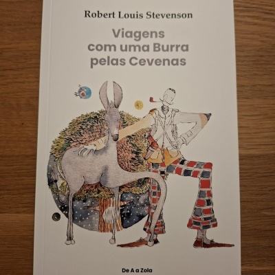 Capa de livro branco com título e ilustração de homem estilizado e burra