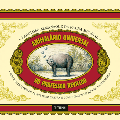 Capa de almanaque com ilustração de elefante e texto em português