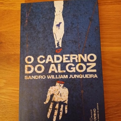 Capa de livro azul com mãos brancas e título em letras douradas