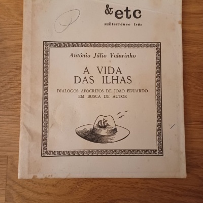 Capa de livro A VIDA DAS ILHAS de António Júlio Valarinho com ilustração e texto preto