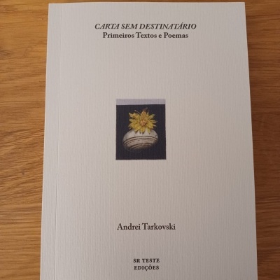 Capa de livro branco com título, imagem de flor amarela e texto