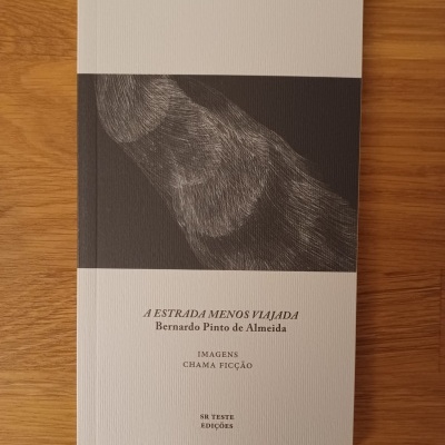 Capa de livro branco e preto com título 'A ESTRADA MENOS VIAJADA'