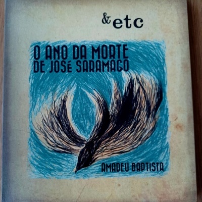 Capa de livro com títulos e ilustração abstrata em azul e preto sobre fundo creme