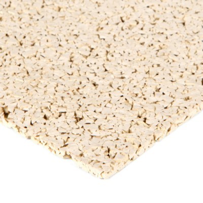 Placa de cortiça granulada bege clara sobre fundo branco