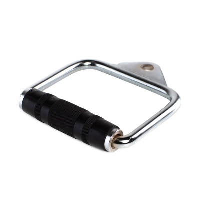 Pega metálica cromada com punho preto texturizado