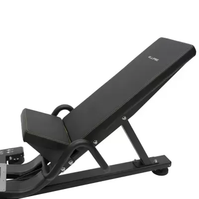 Banco de treino ajustável preto com estofos e estrutura metálica