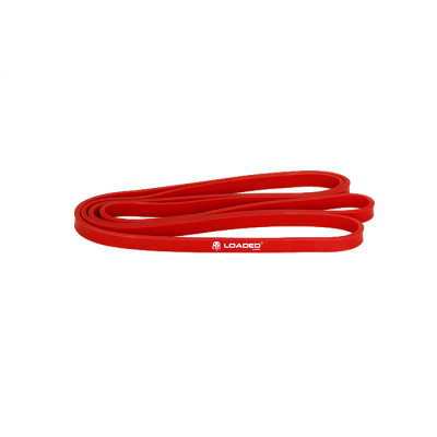 Elástico de resistência vermelho com texto LOADED em branco
